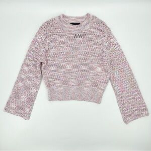 NWT Marc New York Rose/Lilac Crew Neck Cropped Chunky Knit Sweater Size Large